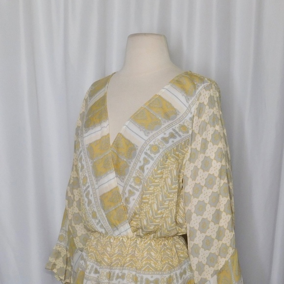 FREE PEOPLE Rosalie Wrap Top Antique Combo Geometric Tile Floral Print Small - Picture 8 of 16